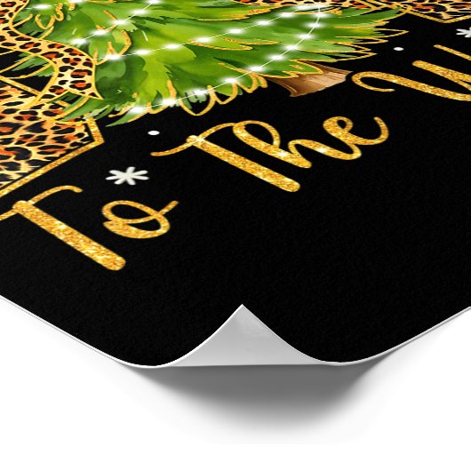 Coquette Bow Leopard Christmas Joy To The World Xm Poster (Ecke)