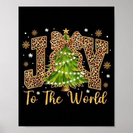 Coquette Bow Leopard Christmas Joy To The World Xm Poster (Vorne)