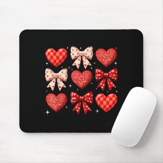 Coquette Bow Leopard Hearts Valentine Women Girl G Mousepad (Mit Mouse)