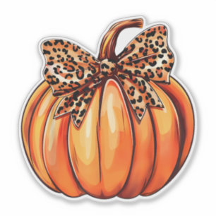 Coquette Bow Leopard Pumpkin Erntedank Rustikal Aufkleber