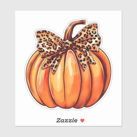Coquette Bow Leopard Pumpkin Erntedank Rustikal Aufkleber (Blatt)
