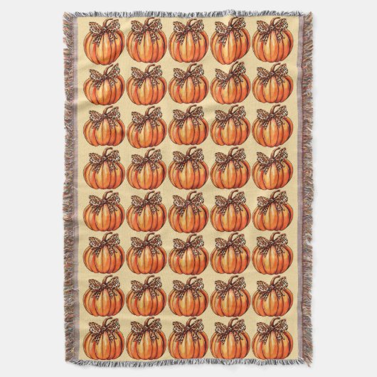Coquette Bow Leopard Pumpkin Erntedank Rustikal Decke (Vorderseite Vertikal)