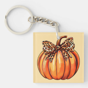 Coquette Bow Leopard Pumpkin Erntedank Rustikal Schlüsselanhänger