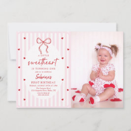 Coquette Bow Little Sweetheart Birthday Invitation Einladung