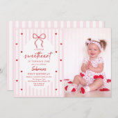Coquette Bow Little Sweetheart Birthday Invitation Einladung (Vorne/Hinten)