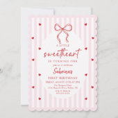 Coquette Bow Little Sweetheart Birthday Invitation Einladung (Vorderseite)