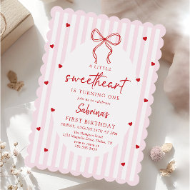 Coquette Bow Little Sweetheart Birthday Invitation Einladung