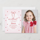 Coquette Bow Little Sweetheart Birthday Photo    Einladung (Vorderseite)