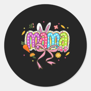 Coquette Bow Mama Bunny Easter Mama Boho Florals F Runder Aufkleber