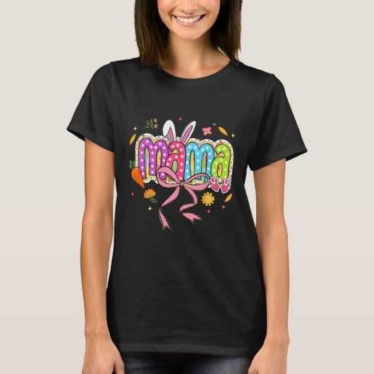 Coquette Bow Mama Bunny Easter Mama Boho Florals F T-Shirt (Vorderseite)