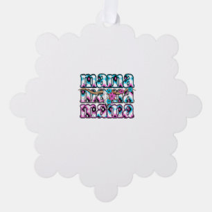 Coquette Bow Mama Cowhide Turquoise Cowgirl Wester Ornament Karte