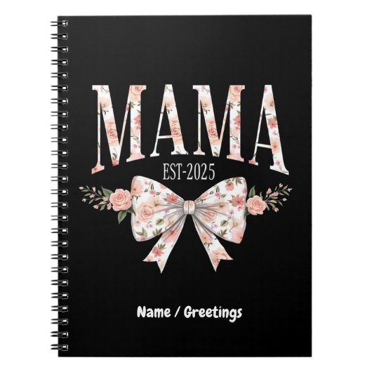 Coquette Bow Mama Est 2025 Glücklicher Muttertag Notizblock (Vorderseite)