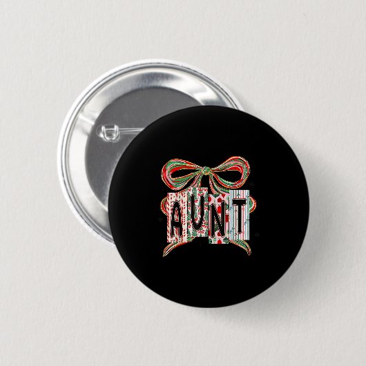 Coquette Bow Merry Christmas Aunt Grandma Xmas Paj Button (Vorne & Hinten)