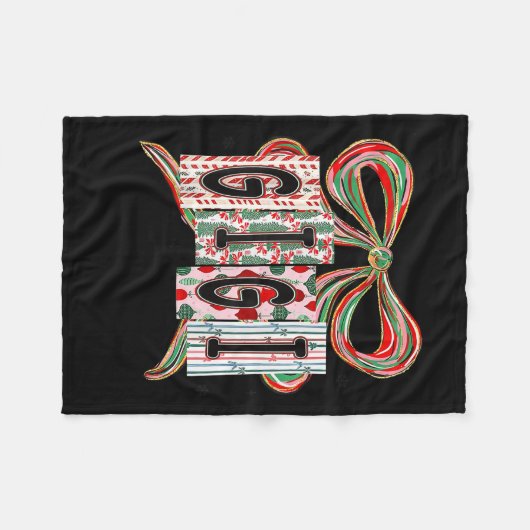Coquette Bow Merry Christmas Gigi Grandma Xmas Paj Fleecedecke (Vorderseite (Horizontal))