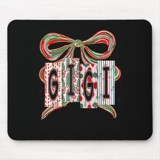 Coquette Bow Merry Christmas Gigi Grandma Xmas Paj Mousepad (Vorne)