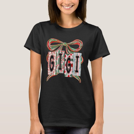 Coquette Bow Merry Christmas Gigi Grandma Xmas Paj T-Shirt (Vorderseite)