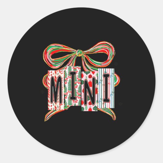 Coquette Bow Merry Christmas Mini Grandma Xmas Paj Runder Aufkleber (Vorderseite)