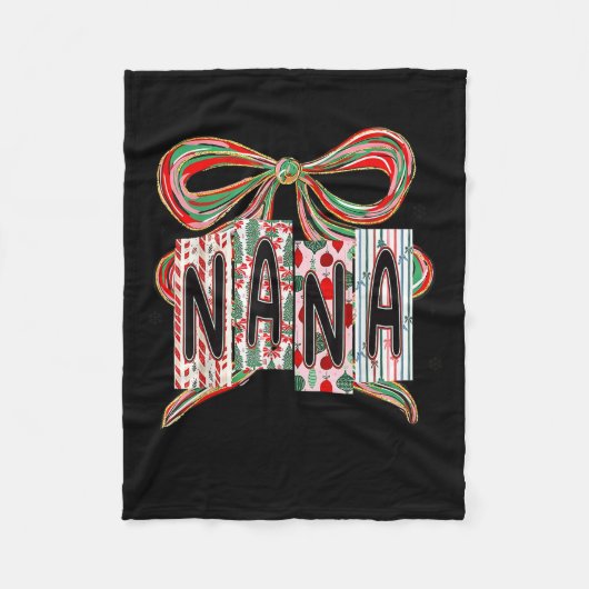 Coquette Bow Merry Christmas Nana Grandma Xmas Paj Fleecedecke (Vorderseite)