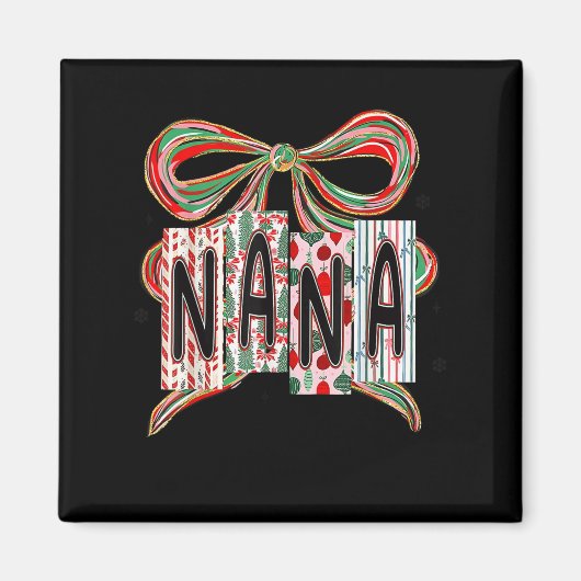 Coquette Bow Merry Christmas Nana Grandma Xmas Paj Magnet (Vorne)