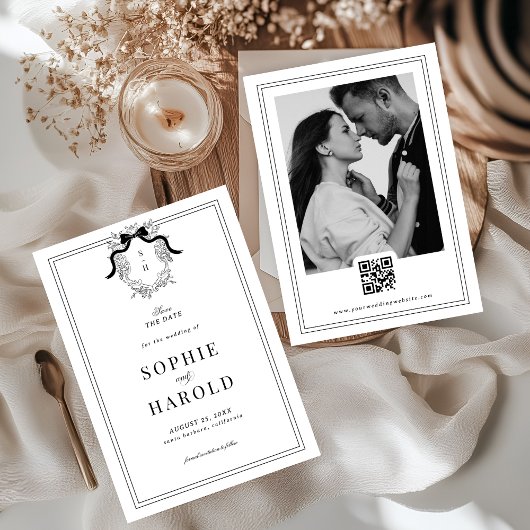 Coquette Bow Monogram QR-Codierung Hochzeit in fra Save The Date