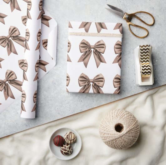 Coquette Bow Muster Mocha Brown Geschenkpapier (Kunsthandwerk)