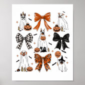 Coquette Bow Niedlich Ghost Hunde Halloween Pumpki Poster (Vorne)