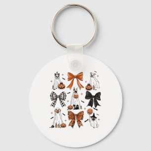 Coquette Bow Niedlich Ghost Hunde Halloween Pumpki Schlüsselanhänger