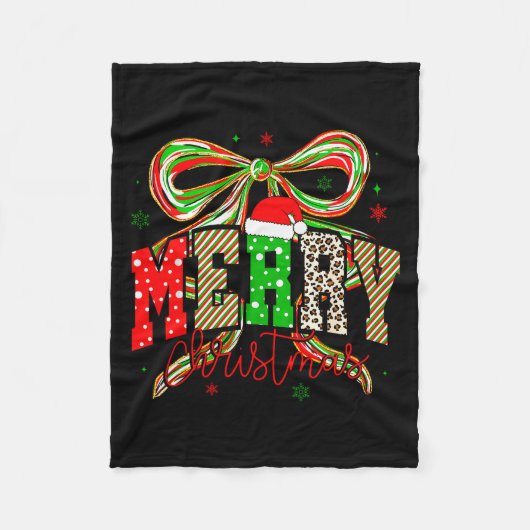 Coquette Bow Nk Christmas Tree Merry Xmas Girl Wom Fleecedecke (Vorderseite)