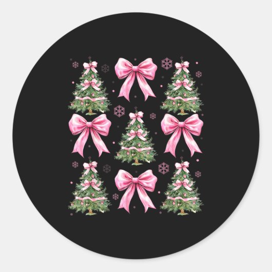 Coquette Bow Nk Christmas Tree Xmas Pajamas Women  Runder Aufkleber (Vorderseite)