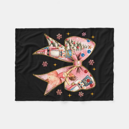 Coquette Bow Nutcracker Christmas Xmas Family Paja Fleecedecke (Vorderseite (Horizontal))