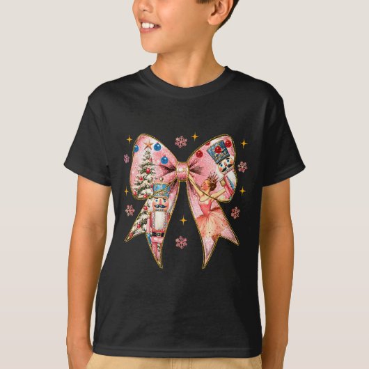 Coquette Bow Nutcracker Christmas Xmas Family Paja T-Shirt (Vorderseite)