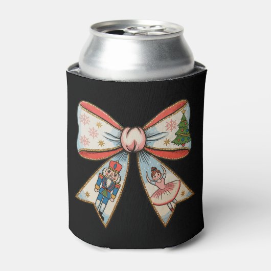 Coquette Bow Nutcracker Weihnachtsfeiertag Dosenkühler (Kanne Vorderseite)