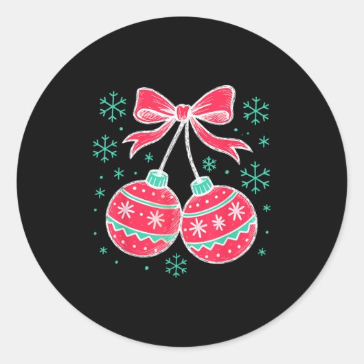 Coquette Bow Nuts Ornament Weihnachten Weihnachten Runder Aufkleber (Vorderseite)