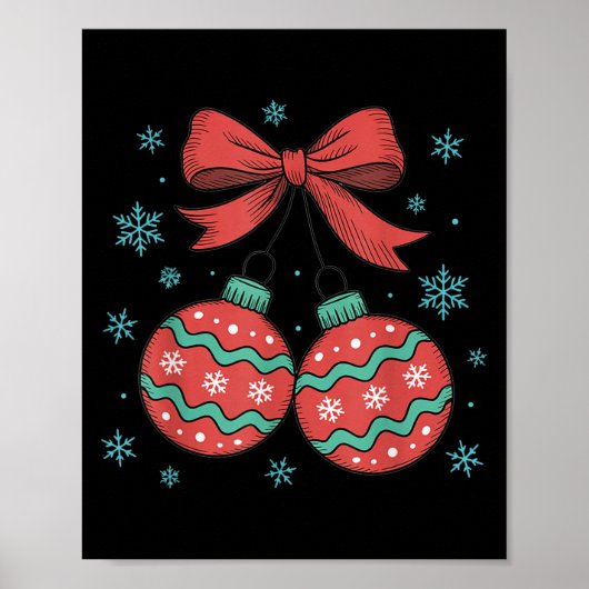 Coquette Bow Ornament Cherries Christmas Holiday G Poster (Vorne)