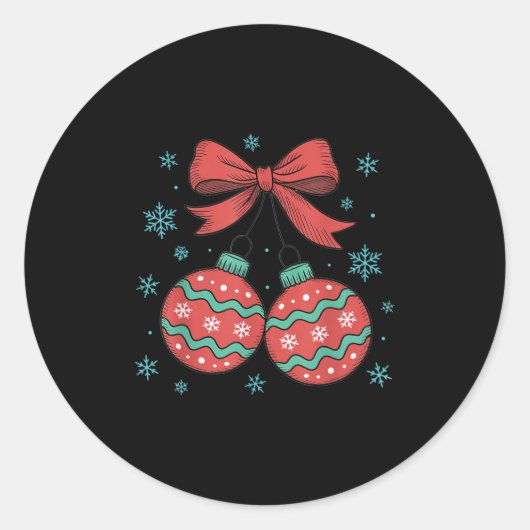 Coquette Bow Ornament Cherries Christmas Holiday G Runder Aufkleber (Vorderseite)