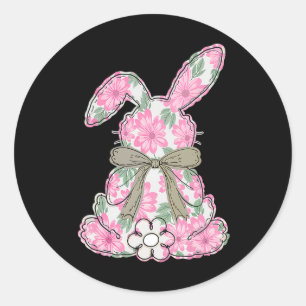 Coquette Bow Oster Bunny Spring Florals T-Shirt Fr Runder Aufkleber