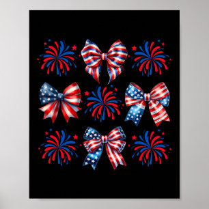 Coquette Bow Patriotic American Usa Flag Happy 4. Poster
