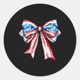 Coquette Bow Patriotic Usa Flag Happy 4. Juli Runder Aufkleber