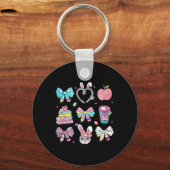 Coquette Bow Pencil Bunny Rabbit Lehrer Happy Eas Schlüsselanhänger (Vorderseite)