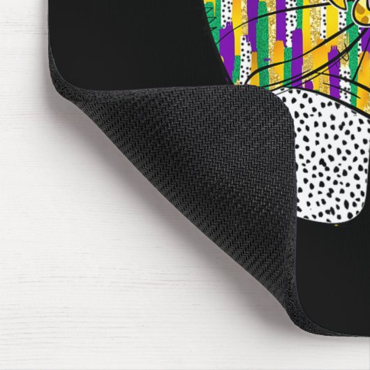 Coquette Bow Pencil Mardi Gras Fleur-de-lis Teache Mousepad (Ecke)