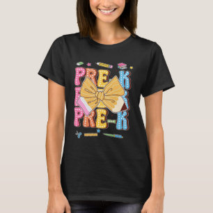 Coquette Bow Pencil Retro Pre-K Lehrer zurück zu S T-Shirt