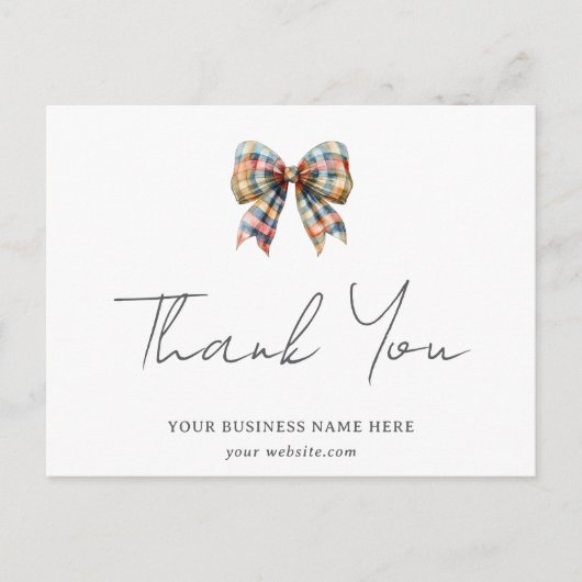 Coquette Bow Personalisiert Business Vielen Dank Postkarte (Vorderseite)