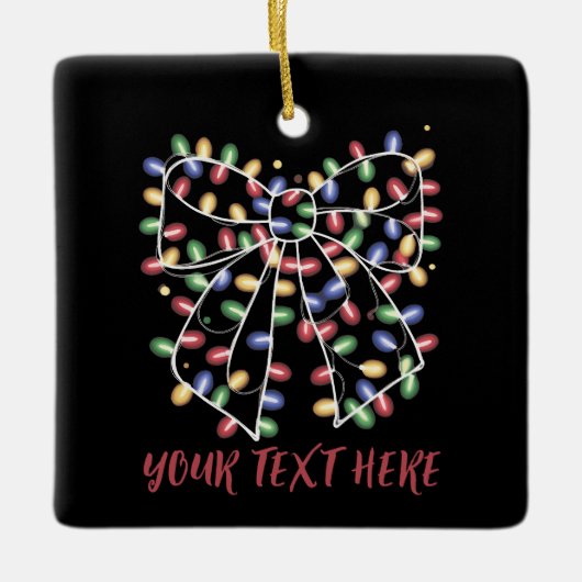 Coquette Bow Personalized Christmas Lights Holiday Keramikornament (Vorderseite)