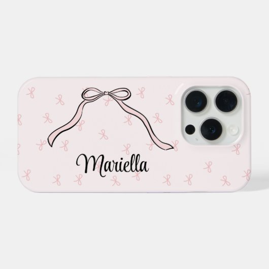 Coquette Bow Personalized Phone Pink iPhone Hülle (Rückseite (Horizontal))