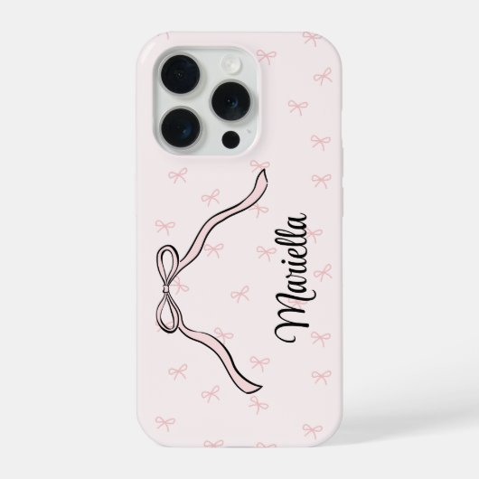 Coquette Bow Personalized Phone Pink iPhone Hülle (Rückseite)