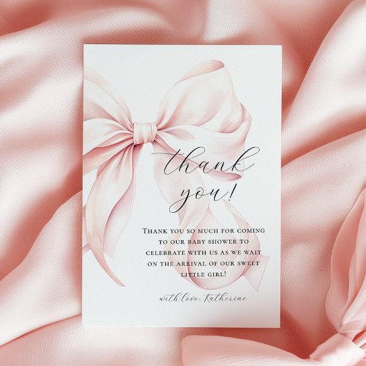 Coquette Bow Pink Baby Dusche Dankeskarte