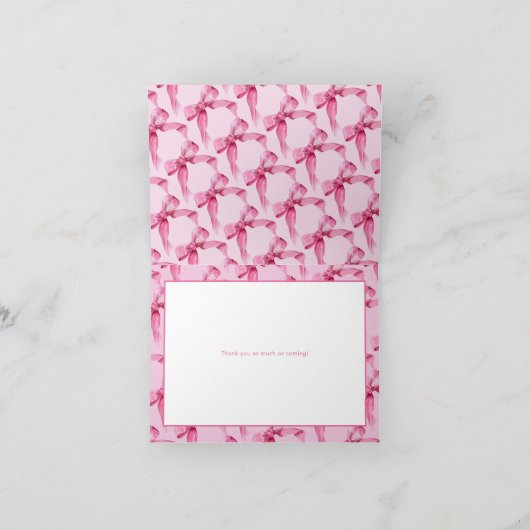 Coquette Bow | Pink Baby Girl Dusche Dankeskarte (Innenseite)