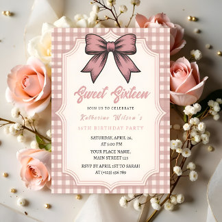 Coquette Bow Pink Birthday Party Einladung