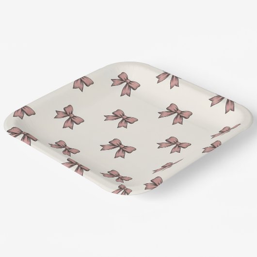 Coquette Bow Pink Birthday Party Pappteller (Gewinkelt)