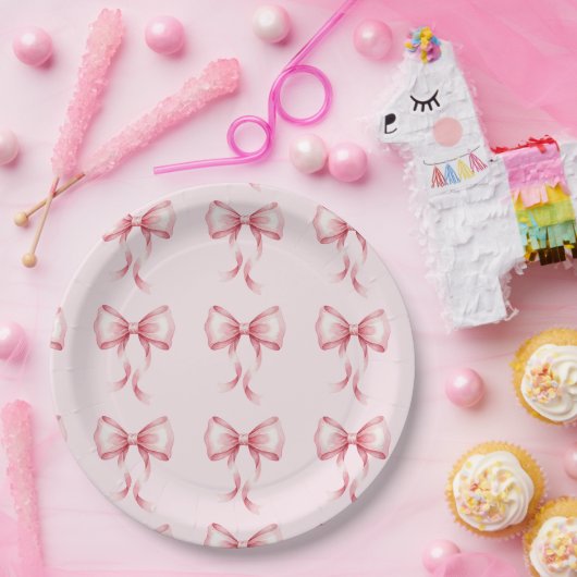 Coquette Bow Pink Birthday Party Pappteller (Party)